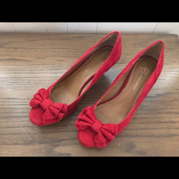Red, suede with wood heel. - Picture 2 of 4